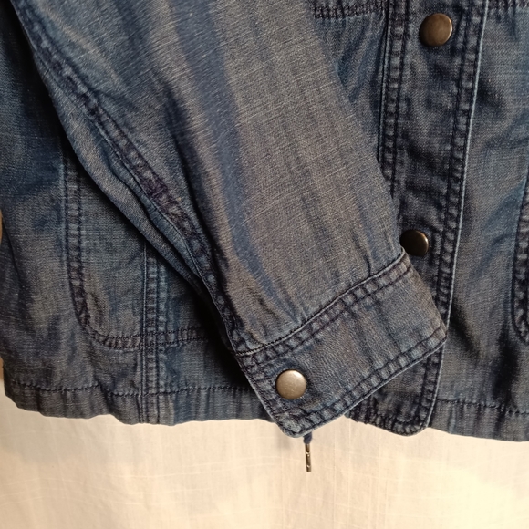 Talbots Lyocell/Cotton/Linen Lightweight Indigo Denim Anorak Jacket Small - Picture 4 of 13